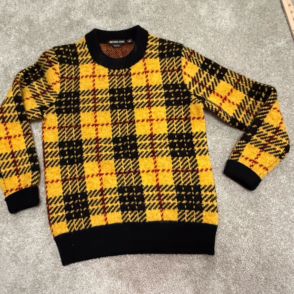 Michael Kors Collection - 2018 - Yellow Plaid - Italian Yarn - Sweater - EUC